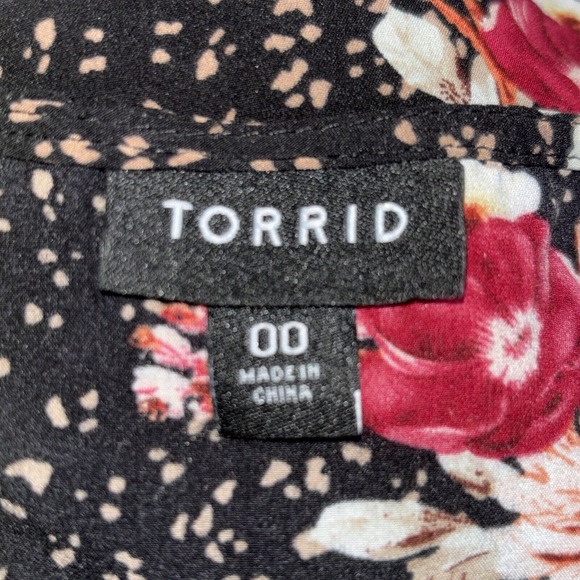 Torrid Womens Top Peplum Chablis Corset Back Floral Black Red Plus Size 00 - Picture 6 of 8
